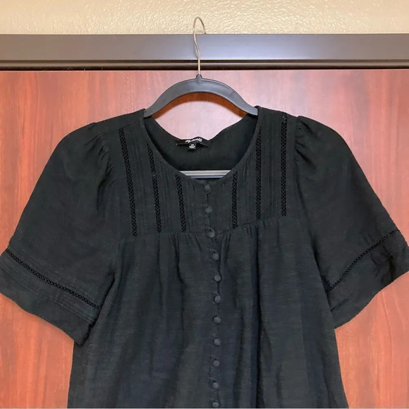 MADEWELL Pleated Button-Front Shift Dress Black Size XS - Picture 6 of 9